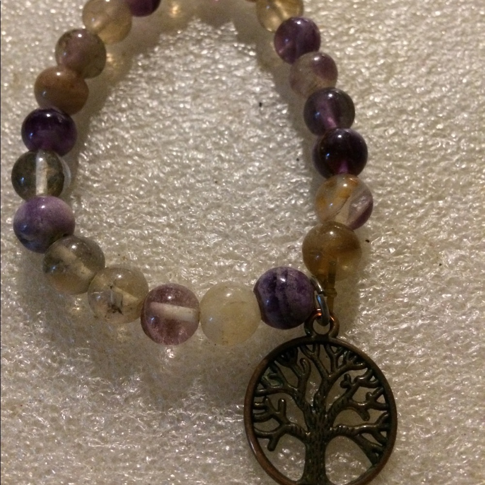 Vintage multi stone beads stretch bracelet
